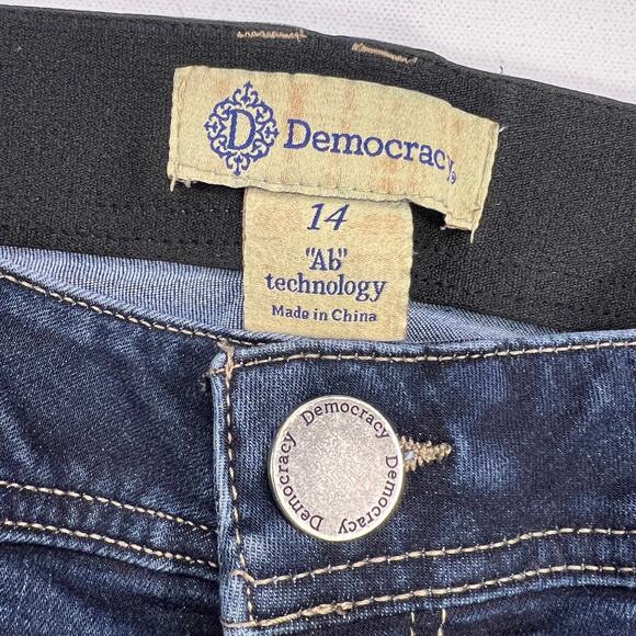 Democracy "Ab"Technology Dark Wash Boot Cut Mid Rise Tummy Control Jeans Size 14 - Picture 4 of 16